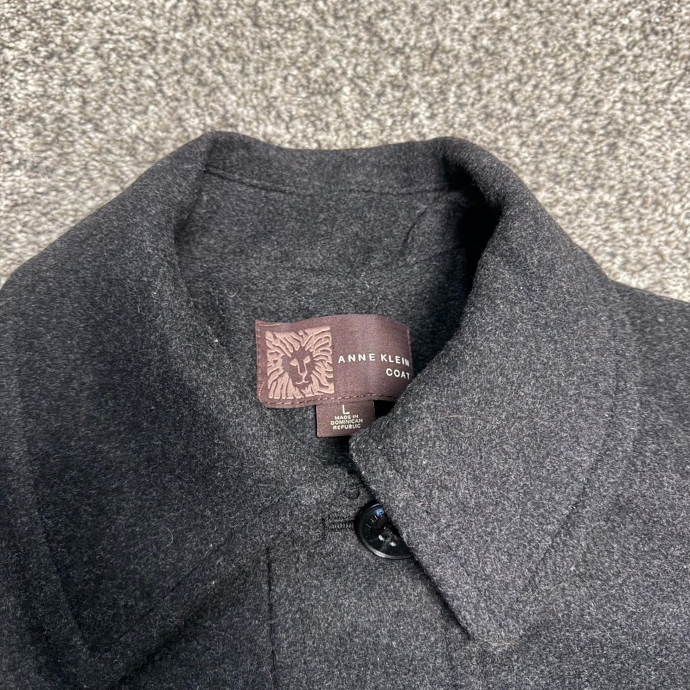 Anne Klein Womens Wool Cashmere Blend Single Breasted Coat Charcoal Grey Large - Picture 4 of 14